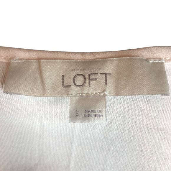Loft Pale Pink and Gray Striped Tee - Size Small - Picture 5 of 7